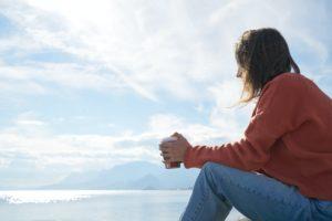 woman having coffee alone